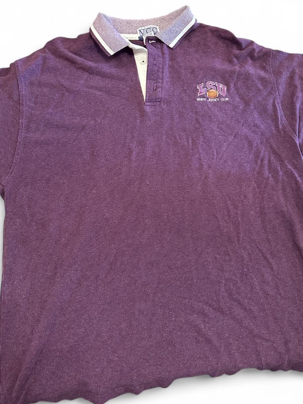 Vintage LSU White Jersey Club Polo Shirt XL Made In USA